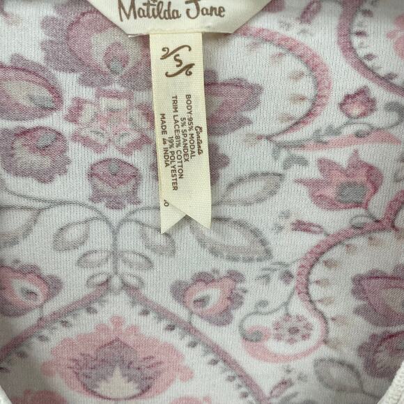 Matilda Jane Ruffle Sleeve V Neck Embroidered Floral Top Red Pink Womens Small - Picture 5 of 7